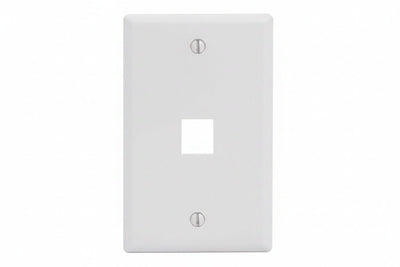 ICC IC107F01WH 1-Port Keystone Wall Plate, Single Gang Wall Plate for RJ45 Modular Jack and Inserts, Durable ABS Plastic, UL Listed, 1-Pack, White