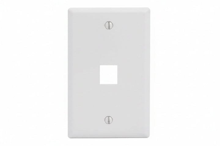 ICC IC107F01WH 1-Port Keystone Wall Plate, Single Gang Wall Plate for RJ45 Modular Jack and Inserts, Durable ABS Plastic, UL Listed, 1-Pack, White