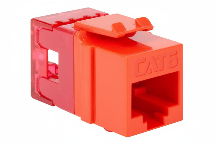 ICC IC1078F6OR CAT6 Keystone Jack with Slim Profile 180-Degree Punch Down, RJ45 UL Listed PoE++ TAA Compliant for Wall Plate / Patch Panel, Orange