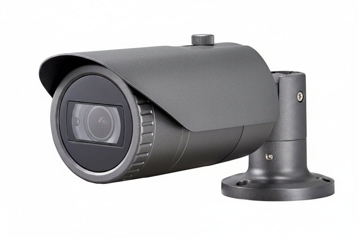 Hanwha QNO-8080R Q-Series 5MP IR Bullet Camera, 3.2-10mm Varifocal Lens, Dark Gray