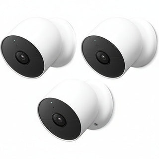 Google Nest Cam GA02077-US Indoor and Outdoor Battery Security Camera, 3-Pack, Snow