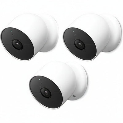 Google Nest Cam GA02077-US Indoor and Outdoor Battery Security Camera, 3-Pack, Snow