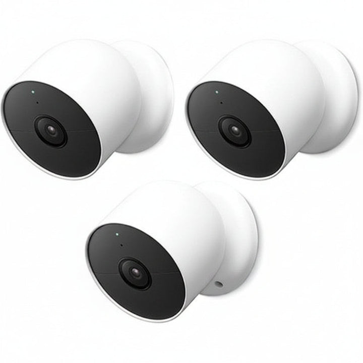 Google Nest Cam GA02077-US Indoor and Outdoor Battery Security Camera, 3-Pack, Snow