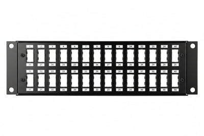 ICC IC107BP482 48-Port Blank Keystone 2U RMS Patch Panel with 19" Metal Rackmount Housing for Slim Profile Keystone Jacks