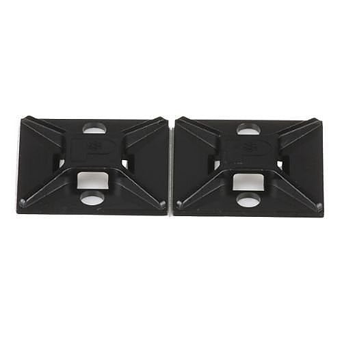 ABM2S-AT-C0 Adhesive Cable Tie Mount, 1" x 1", ABS Plastic, Black, 100-Pack