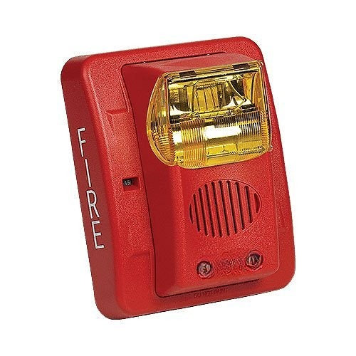 24V DC Wall Mount Horn Strobe Fire Alarm, Blue Lens 100dB Audible Visual Alert CHS-24BW
