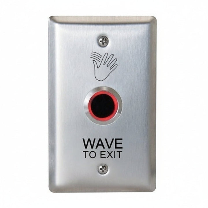 Camden CM-221/46 ValueWave Single Gang 12/24VDC Powered Touchless Switch, Faceplate with Light Ring, Wave to Exit Graphics, Stainless-Steel
