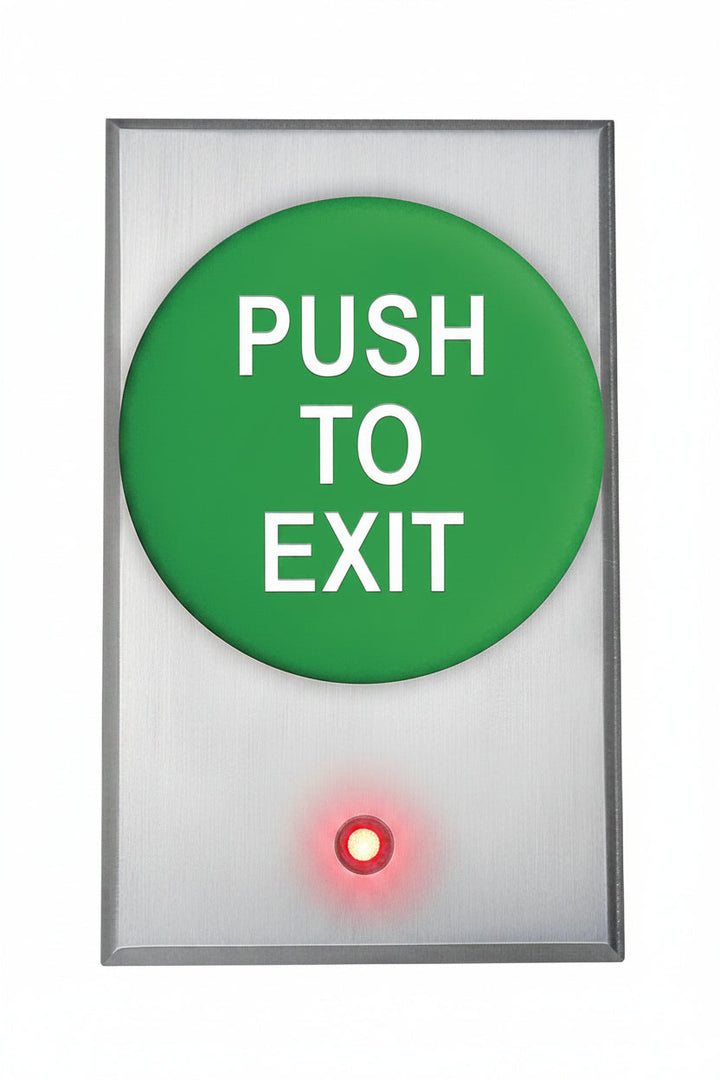 Camden CM-5085GPTE Pneumatic Time Delay Request to Exit Switch, 3/8 in. Button, Aluminum Faceplate Single Gang, Green Button