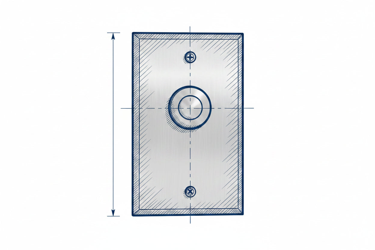 Camden CM-9080 7/8" Vandal Resistant Push / Exit Switch, DPDT Momentary, Brushed Aluminum Faceplate