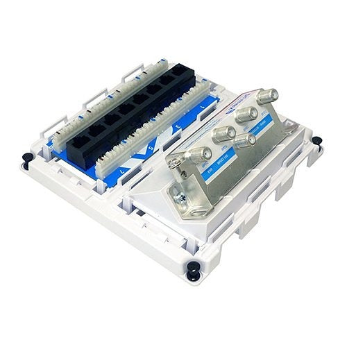 8-Port Cat6 1×4 Coax Splitter Network Patch Panel, 1675MHz DOCSIS 3.1 MOCA 2.5 CMC6/S4