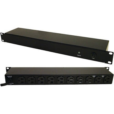 D10-PFP 10-Outlet Rack Power Distribution Strip, 1RU, 6 ft Cord, No Surge Protection