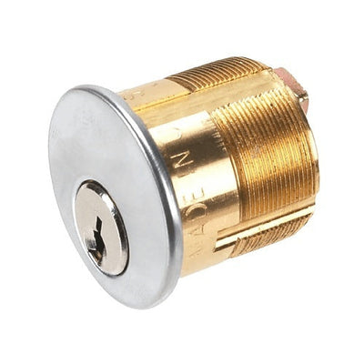 Detex MC65 Mortise Cylinder, Schlage "C" Keyway, 626 Brushed Chrome Finish with keys