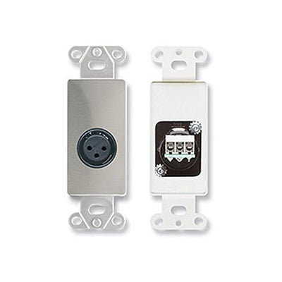 RDL DS-XLR3F XLR 3-Pin Female Jack on Decora Wall Plate, Stainless Steel