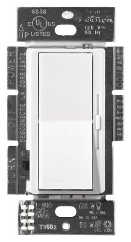 Lutron DVCL-153P-WH Diva LED+ Dimmer Switch 150W, Single Pole 3-Way