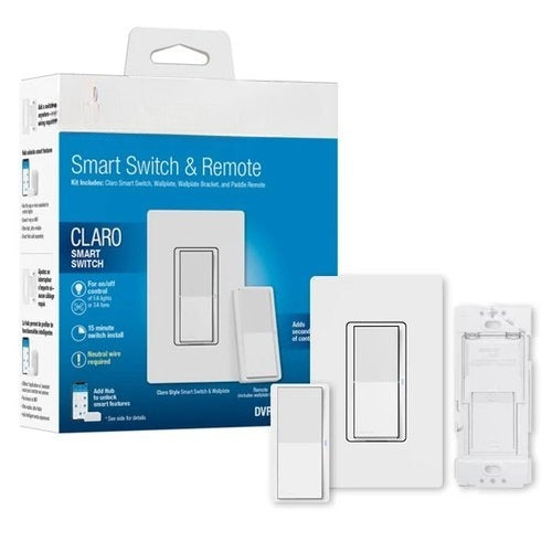 DVRF-PKG1S-WH Lutron Caseta Claro Smart Switch 3-Way Kit with Pico Paddle Remote White