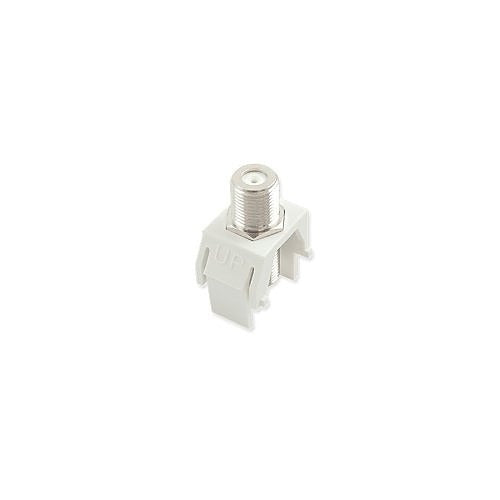 F-Type Connector Keystone for Coaxial Cable, White Wall Plate Mount F-CON-K