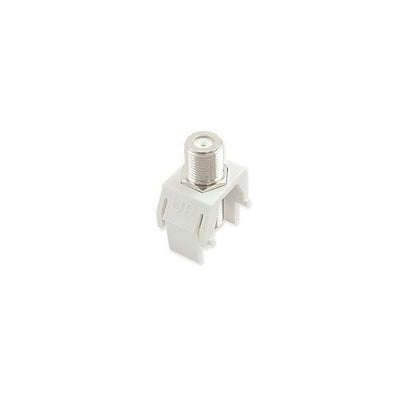 F-Type Connector Keystone for Coaxial Cable, White Wall Plate Mount F-CON-K