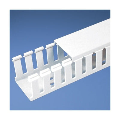 G3X3WH6-A Panduct Wide-Slot PVC Wiring Duct with Adhesive Base, 3" x 3" x 6 ft, White, 6-Pack