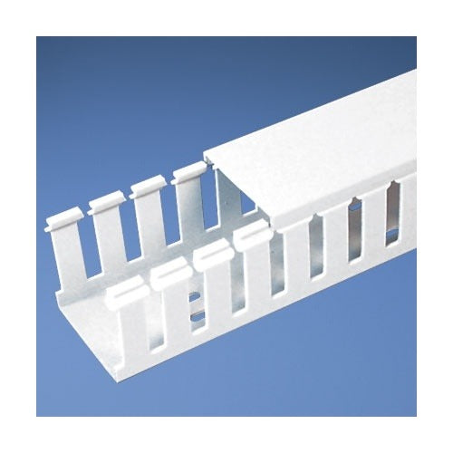 G3X3WH6-A Panduct Wide-Slot PVC Wiring Duct with Adhesive Base, 3" x 3" x 6 ft, White, 6-Pack