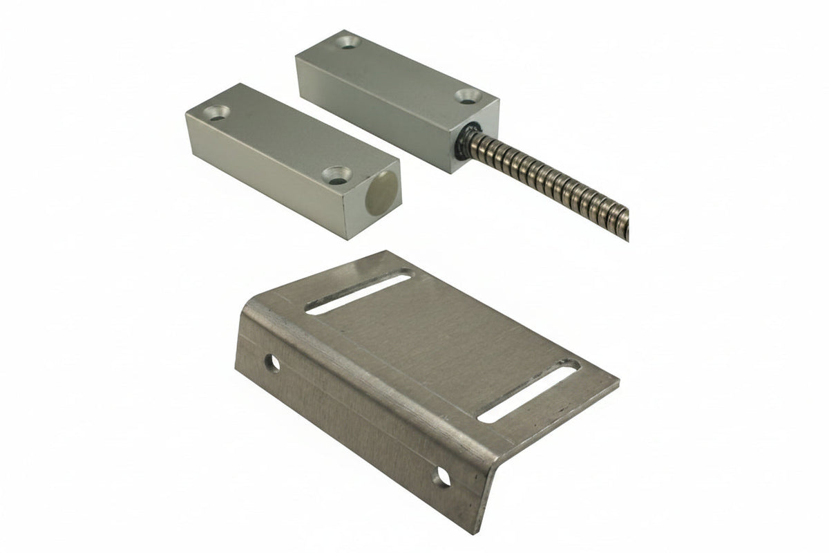 4400-A Industrial Surface Mount Switch Set, 2-1/2" Standard Gap, 10W, 200VDC, 0.50A, Closed Loop, N/O, and 36" Armored Cable, Aluminum