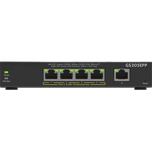 Netgear GS305EP 300 Series SOHO Plus 5-Port High Power PoE+ Gigabit Ethernet Plus Switch (120W)