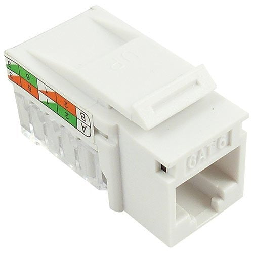 Cat6 RJ45 Keystone Jack 90° Connector, White Network Cable Insert JCAT6-90-WT