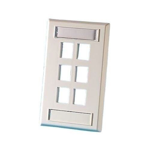 KSFP6-13 1-Gang 6-Port Keystone Wall Plate, Ivory