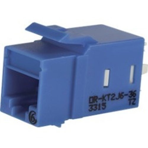 KT2J6-36 Cat6 RJ45 Keystone Network Jack with Lacing Cap, Blue