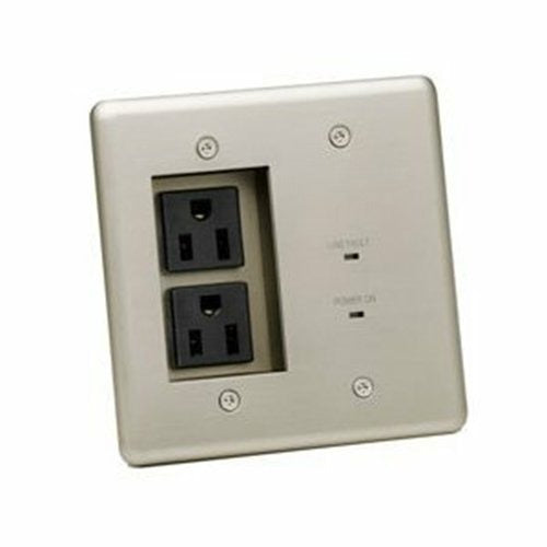 MIW-POWER-PRO-PFP Max-In-Wall Power Outlet Faceplate, Two 15A Outlets, Surge Protection, EMI/RF Filtration