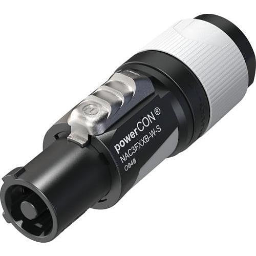 Neutrik NAC3FXXB-W-S powerCON XX Series Locking AC Mains Cable Connector for 6-12mm Cable Diameters, Keyed, Screw Terminal Assembly, Grey