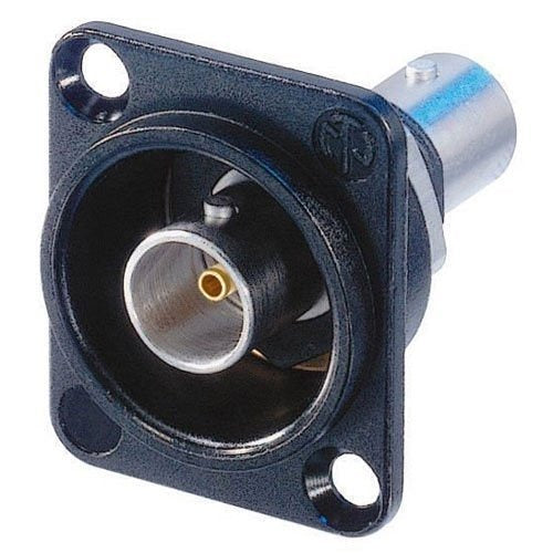 NEUTRIK NBB75DFIB Isolated BNC Chassis Connectors, Feedthrough in D-Shape Housing, Black