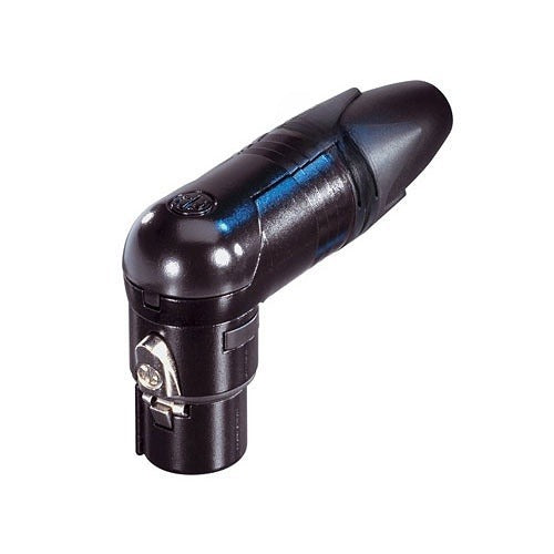 NEUTRIK NC3FRX-B RX Series 3-Pole Right Angle Female Cable Connector, Gold Contacts, Black Metal Housing