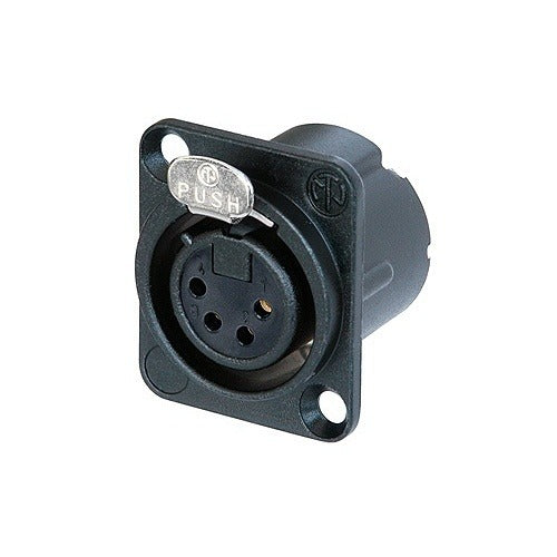 NEUTRIK NC4FD-LX-B 4-Pole Female Receptacle, Solder C, Nickel housing, Black
