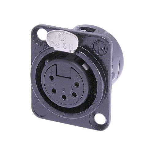 NEUTRIK NC5FD-L-B-1 5-Pole Female Receptacle, Solder Cups, Gold Contacts, Black Metal Housing