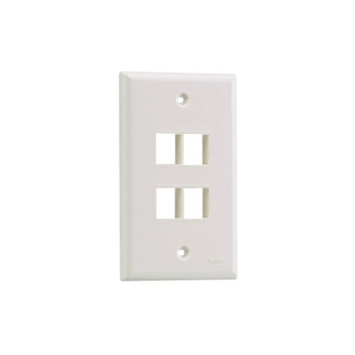 NK4FNWH NetKey 1-Gang 4-Port Wall Plate, White