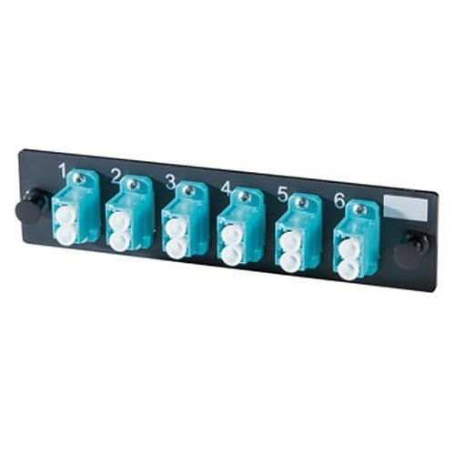 OFP-LCD12LC 6-LC Multimode Fiber Optic Adapter Panel, 12-Fiber Capacity, Aqua