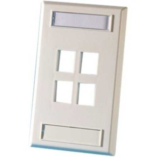 KSFP4 1-Gang 4-Port Keystone Wall Plate, Fog White