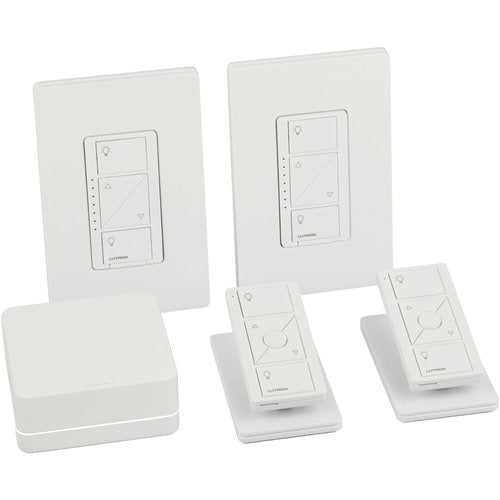 Lutron Caseta P-BDG-PKG2W Smart Dimmer Switch Kit with Hub, 2 Dimmers, Pico Remotes