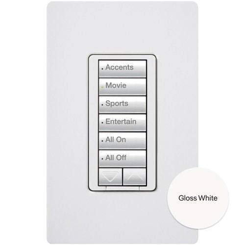 Lutron RRD-HN6BRL-WH seeTouch LED+ Hybrid Keypad 6 Button 100W LED