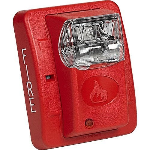 24V DC Low Profile Evacuation Strobe Light, Red, Field Selectable 15-110 Candela S-24WR
