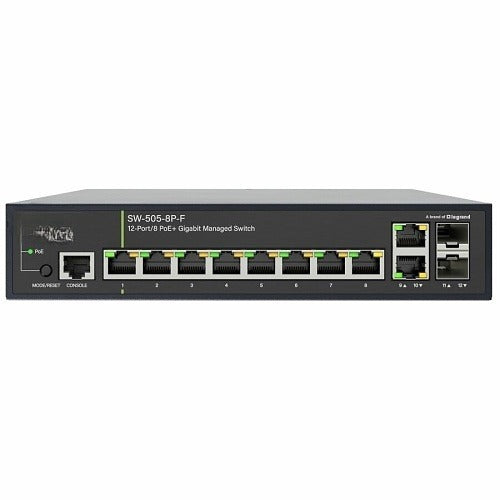 Luxul SW-505-8P-F 12-Port L2/L3 Managed Switch 8 PoE+ Gigabit SFP