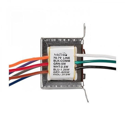 5W 25/70V Open Frame Transformer with 5 Taps for 8 Ohm Loudspeakers TBLU