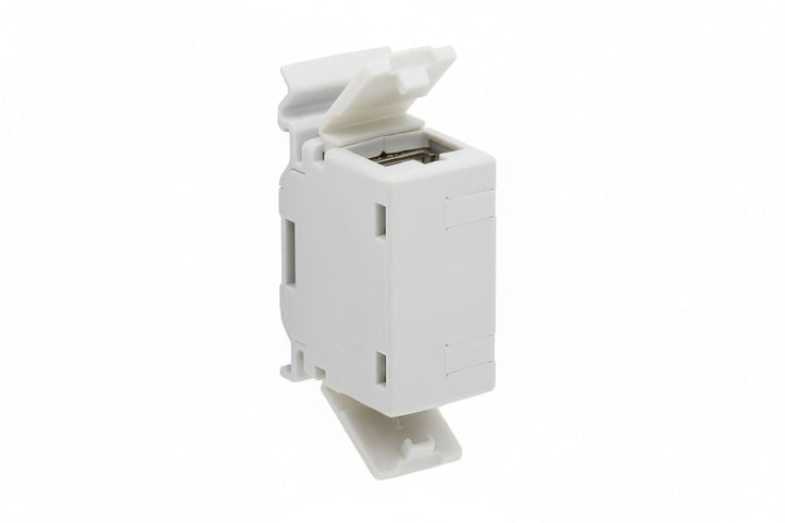 Eaton Tripp Lite N235-D01-SH-6A CAT6A Shielded In-Line DIN-Rail Mountable Snap-In Coupler, RJ45 Female to Female, Light Gray