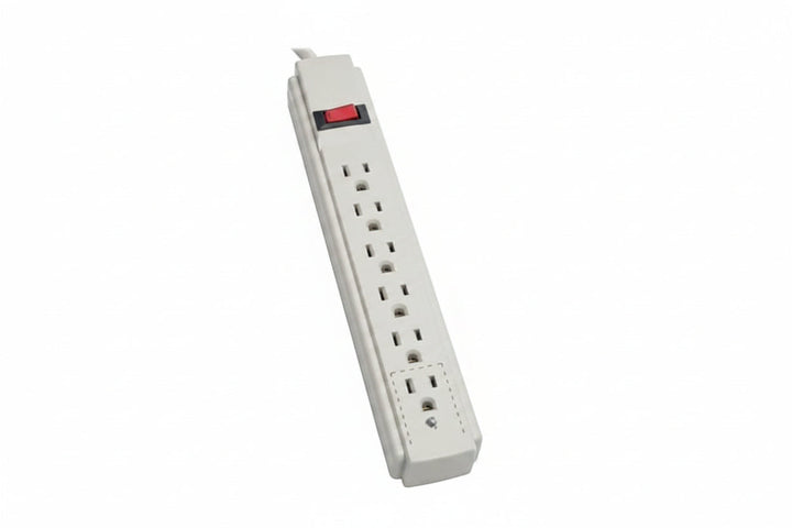 Eaton Tripp Lite TLP608 Protect It! 6-Outlet Surge Protector, 8' (2.43 m)Cord, 990 Jouless, Low-Profile Right-Angle 5-15P plug