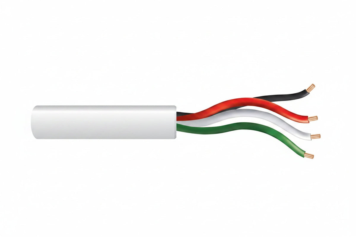 Genesis 21045801 22/4 Stranded Unshielded Cable, Riser, CMR, FT4, 500' (152.4 m) Speed Bag, White