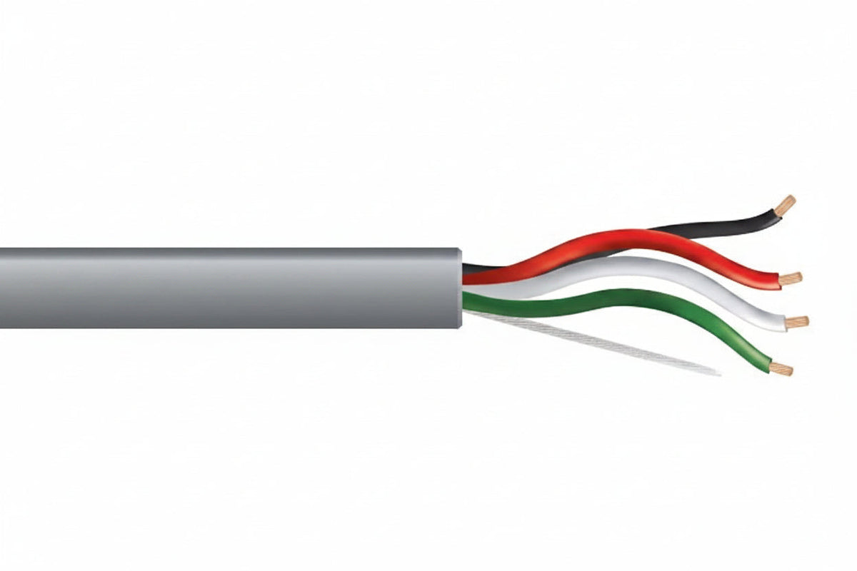 Genesis 21155509 18/4 Stranded Unshielded Cable, Riser, CMR, FT4, 500' (152.4 m) Pull Box, Gray