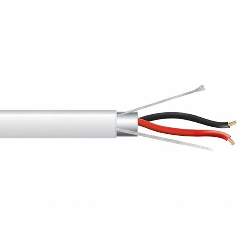 22021101 22/2 Stranded Shielded Cable, Riser, CMR, FT4, 1000' (304.8 m) Pull Box, White