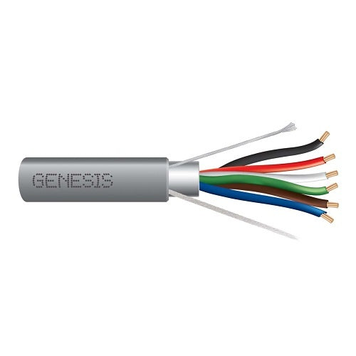 Genesis 22065509 22/6 Stranded Shielded Cable, Riser, CMR, FT4, 500' (152.4 m) Pull Box, Gray