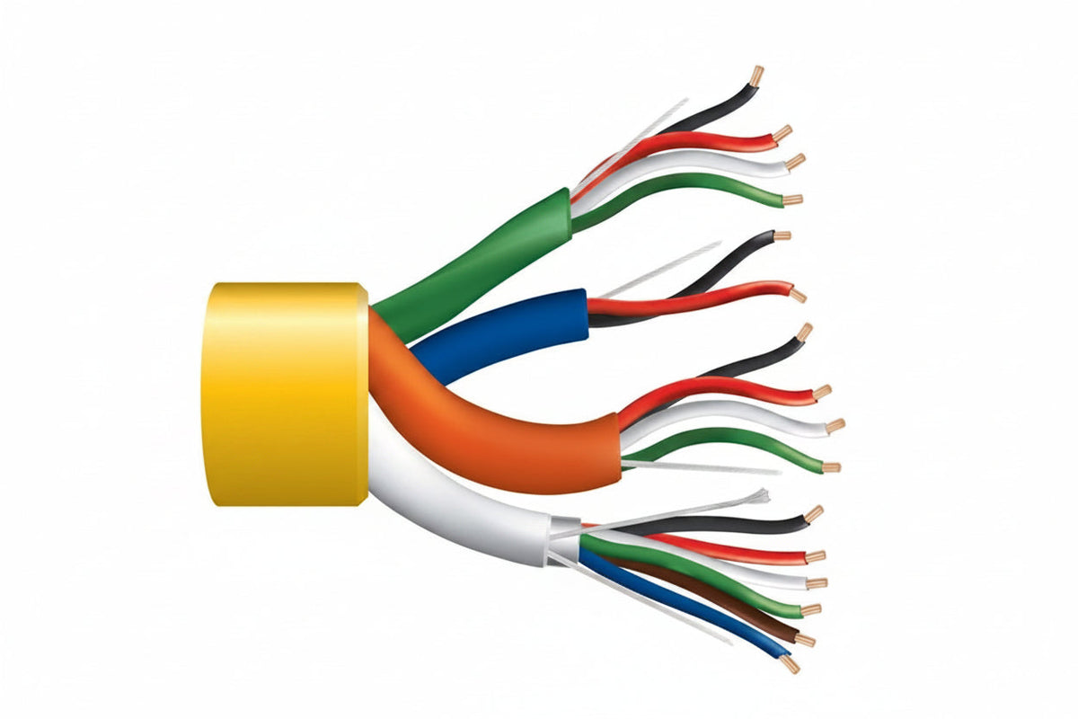 Genesis 31965002 22/6 Stranded Shielded + 22/4 Stranded + 22/2 Stranded + 18/4 Stranded Composite Access Control Cable, Plenum, CMP, FT6, 500' (152.4 m) Reel, Yellow