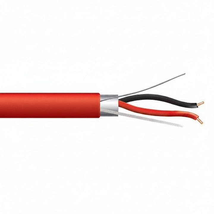 44021104 18/2 Solid Shielded Fire Alarm Cable, Riser, FPLR, 1000' (304.8 m) Pull Box, Red